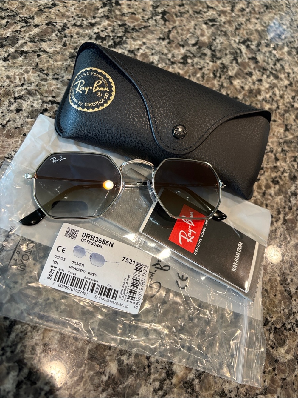 Ray-Ban Women's Octagonal Gradient Grey Lenses Octagonal Sunglasses NWT